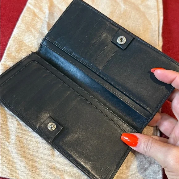 Gucci Black Monogram Clutch Wallet cards leather luxury designer red green women - Picture 7 of 15
